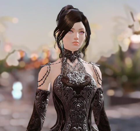 Liiriene Auclair, "The Glittering Wrath" - A Mesmer hailing from a corrupt Krytan noble family, Liiriene Auclair's rough upbringing continues to haunt her. Her fierce determination and loyalty makes her a pillar of the crew.